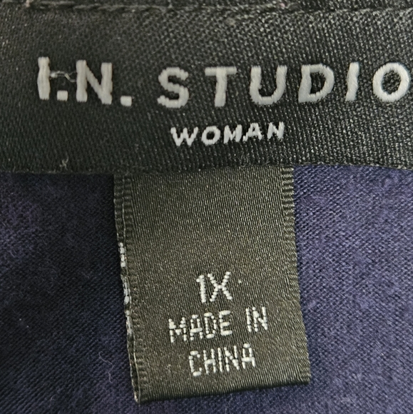 🌺 I.N. Studio Woman Multi-Color Blue Black Flowy Tank Lining Blouse Size 1X - Picture 11 of 13